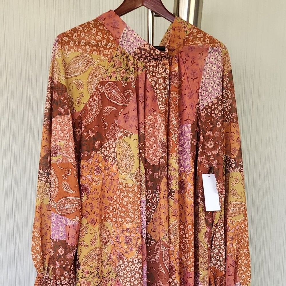 NWT Elegant Bohemian Floral long sleeve Aura Maxi Dress – Size XL